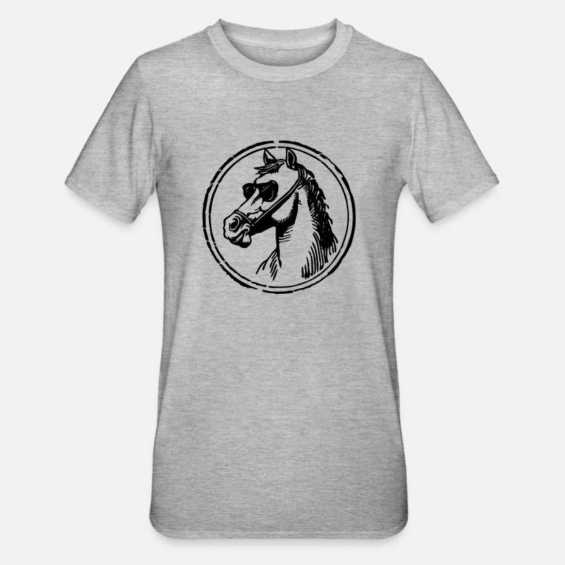 Pferd Pferde Pferdekopf - Unisex Polycotton T-Shirt - Grau meliert