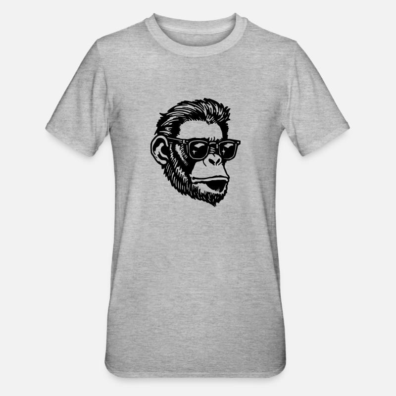 Monkey Monkey Monkey Face - Unisex Polycotton T-Shirt - heather grey