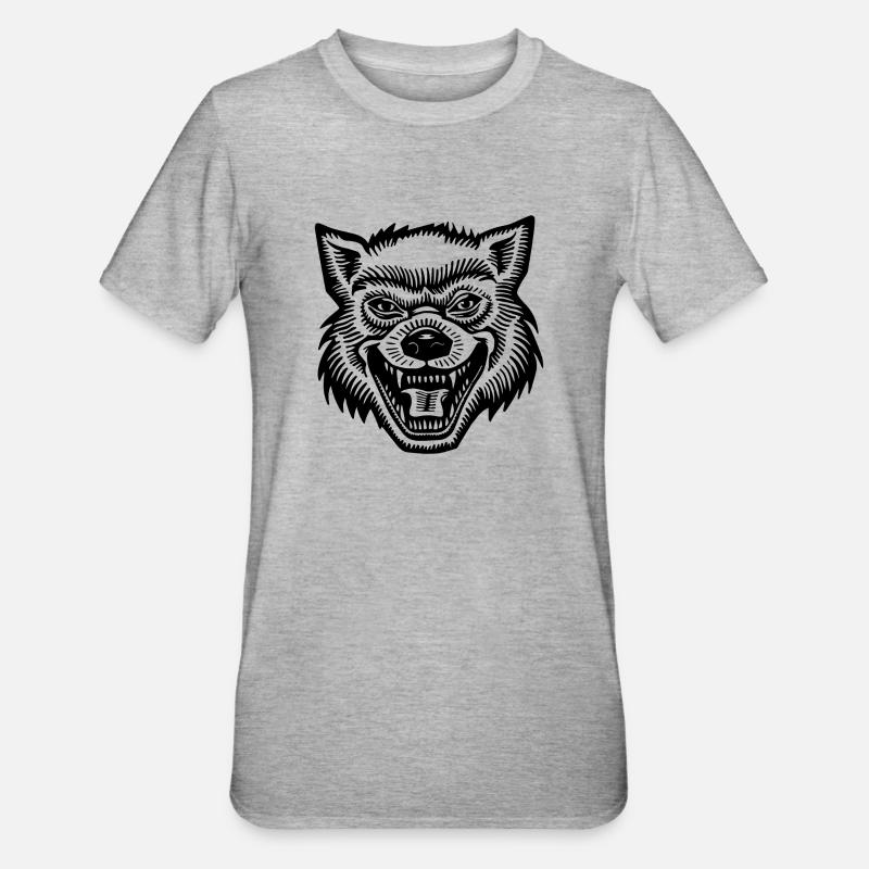 Wolf - Unisex Polycotton T-Shirt - Grau meliert