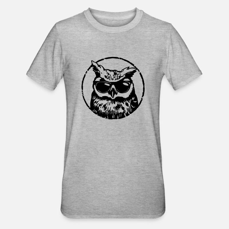 Eule - Unisex Polycotton T-Shirt - Grau meliert