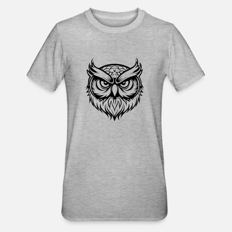 Eule - Unisex Polycotton T-Shirt - Grau meliert