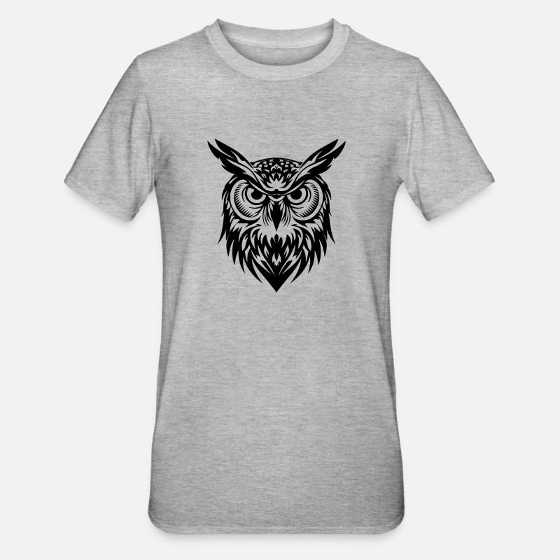 Eule - Unisex Polycotton T-Shirt - Grau meliert