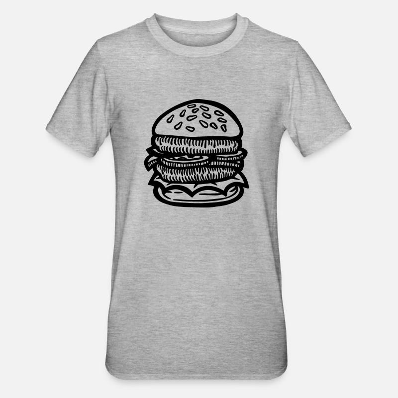 Hamburger Burger - Unisex Polycotton T-Shirt - Grau meliert