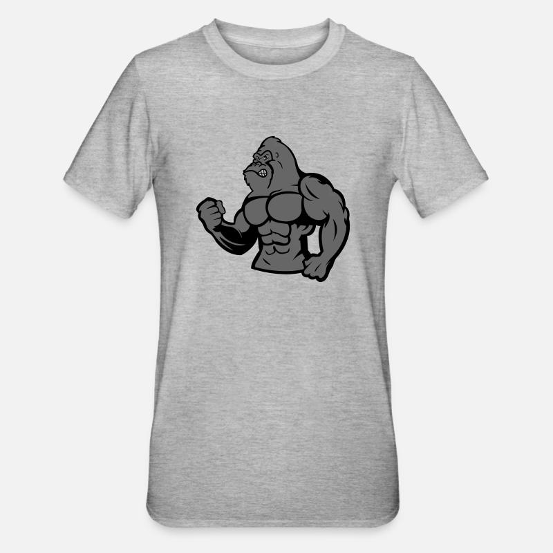 Gorille Silverback 02 - T-shirt polycoton Unisexe - gris chiné