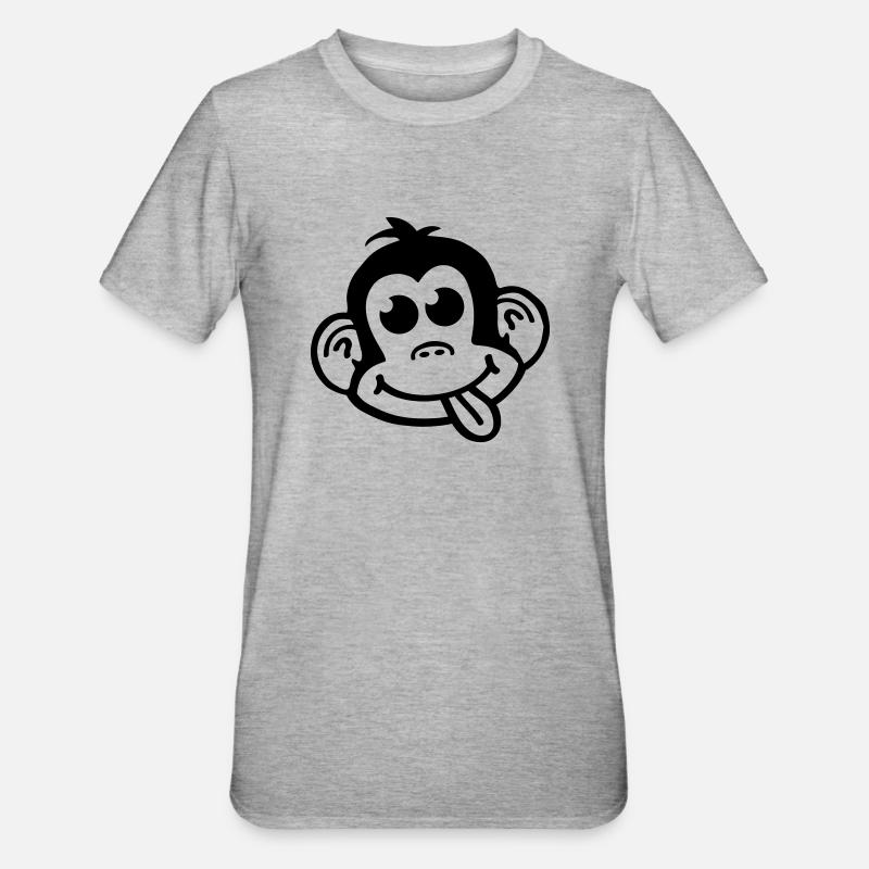 affe_crazy_smiley_a1 - T-shirt polycoton Unisexe - gris chiné