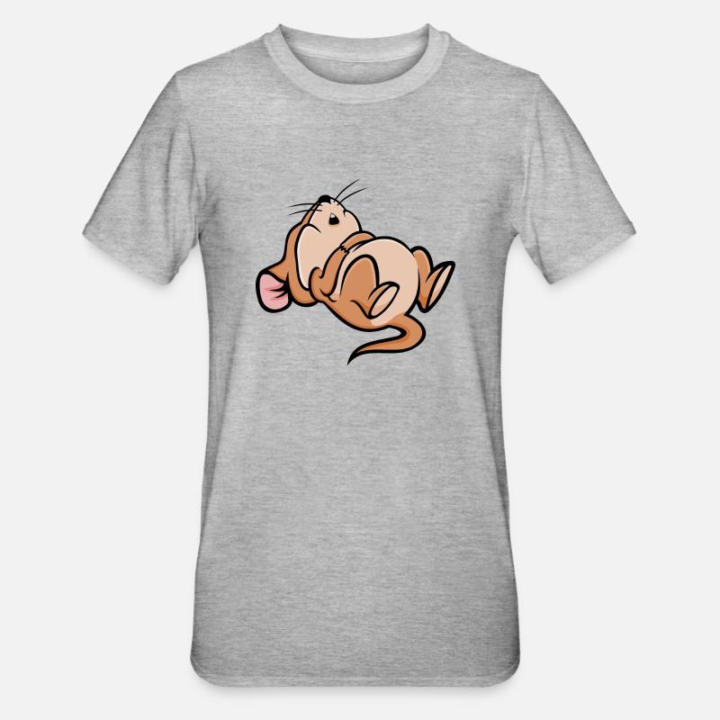 Sleeping Mouse - Unisex Polycotton T-Shirt - heather grey