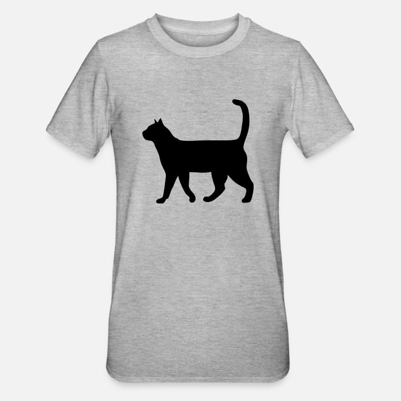 Chat noir - T-shirt polycoton Unisexe - gris chiné