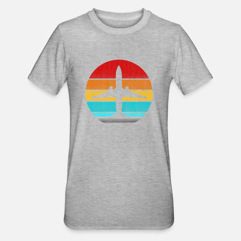 Flugzeug - Unisex Polycotton T-Shirt - Grau meliert