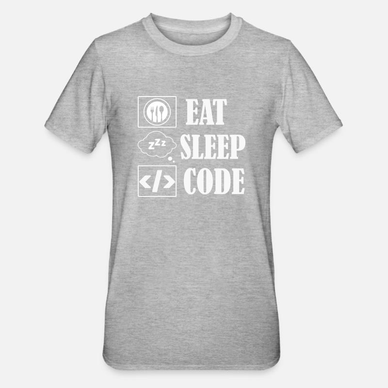 Eat Sleep Code Coding Software - Unisex Polycotton T-Shirt - Grau meliert