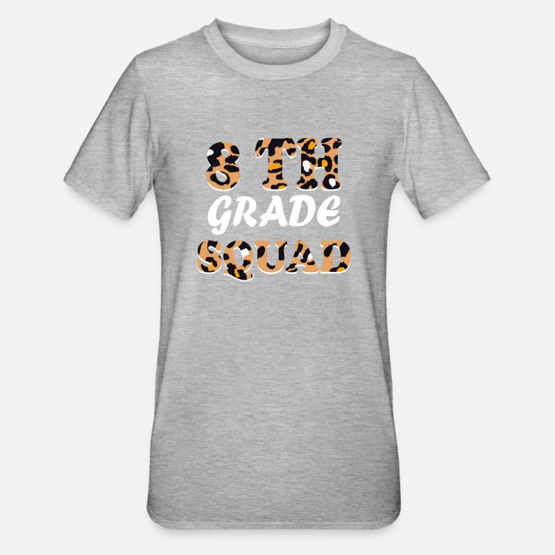 Leopard Lehrergeschenke der 8. Klasse - Unisex Polycotton T-Shirt - Grau meliert