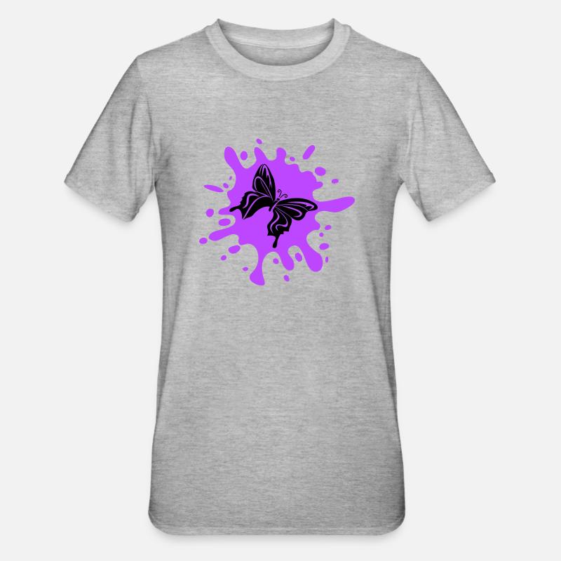 schmetterling farbklecks - Unisex Polycotton T-Shirt - Grau meliert