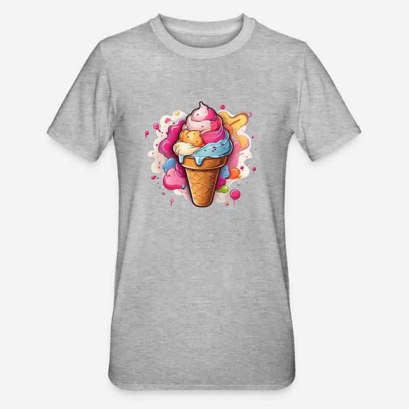 Leckeres buntes Softeis - Unisex Polycotton T-Shirt - Grau meliert