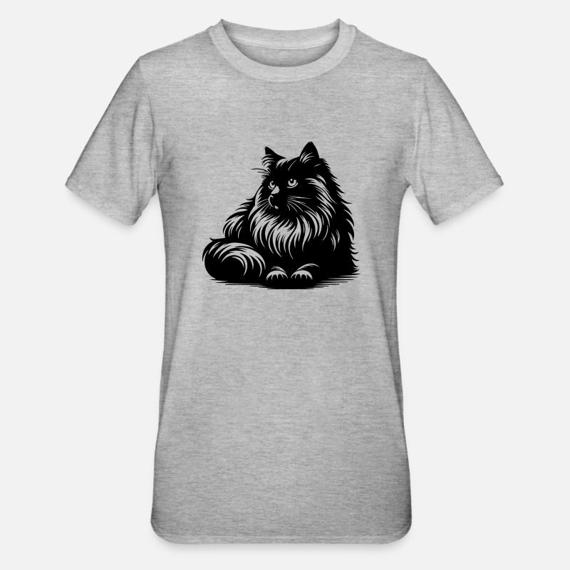 Chat Ragdoll - T-shirt polycoton Unisexe - gris chiné