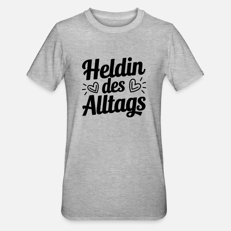 Statement Shirt: Heldin - Unisex Polycotton T-Shirt - Grau meliert
