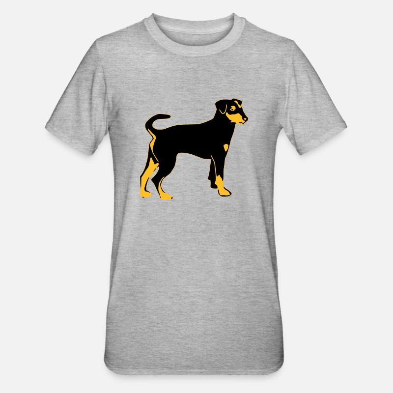pinscher hund - Unisex Polycotton T-Shirt - Grau meliert