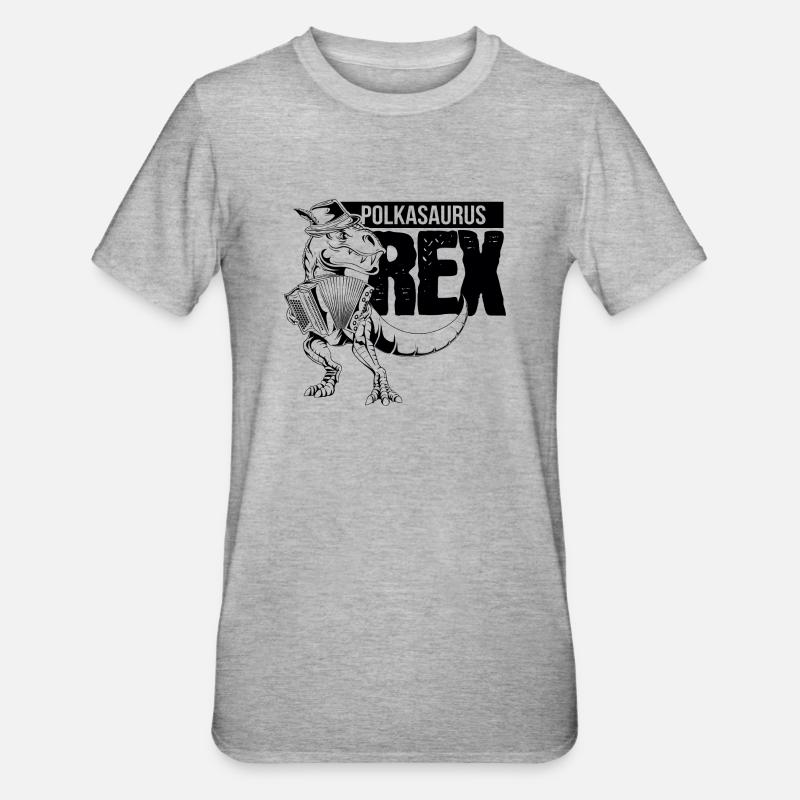 Polkasaurus Rex Styrian Harmonica Gift - Unisex Polycotton T-Shirt - heather grey