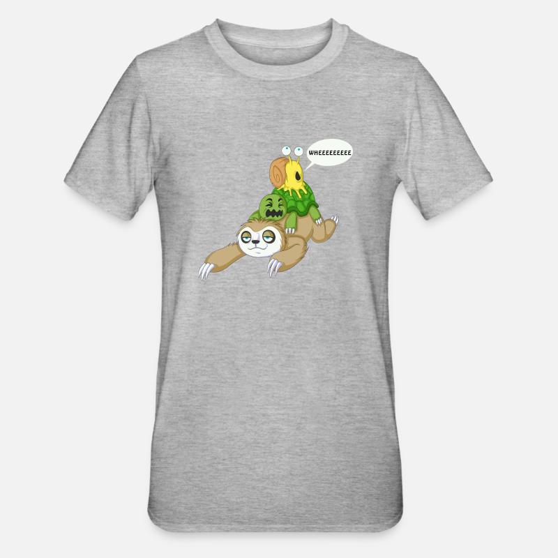 sloth snail and turtle - Unisex Polycotton T-Shirt - heather grey
