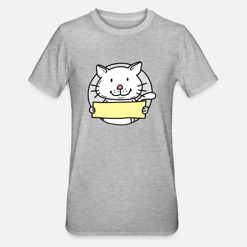 Chat / Chat avec bouclier - T-shirt polycoton Unisexe - gris chiné