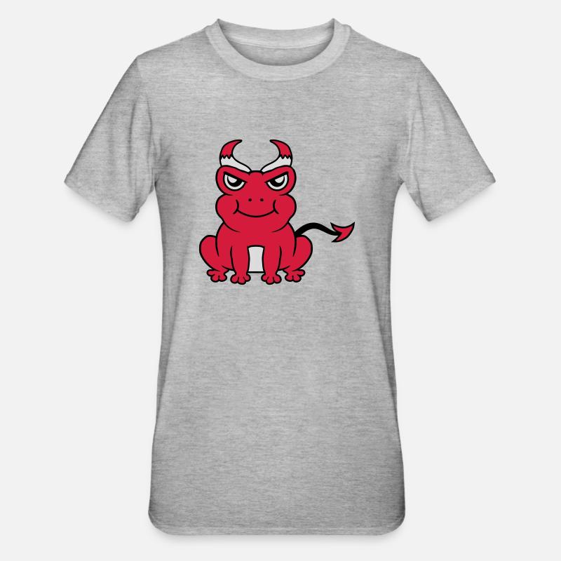 Devil Horns Frog Demon - Unisex Polycotton T-Shirt - heather grey