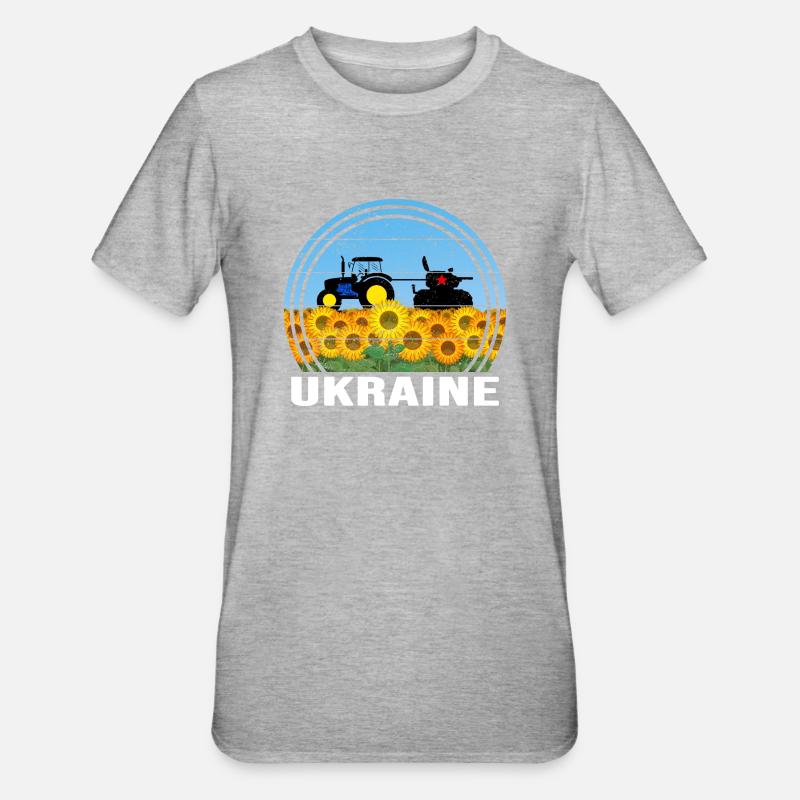 UKRAINE-TRAKTOR ukrainischer FRONT-SUPPORT - Unisex Polycotton T-Shirt - Grau meliert