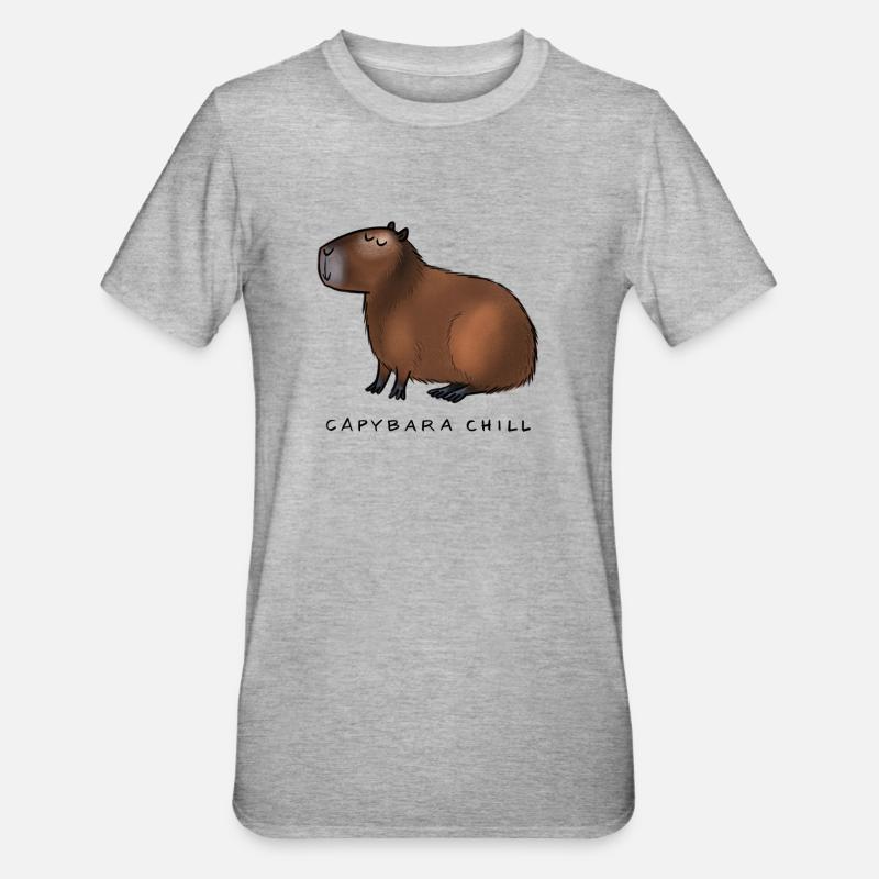 Capybara Chill - T-shirt polycoton Unisexe - gris chiné
