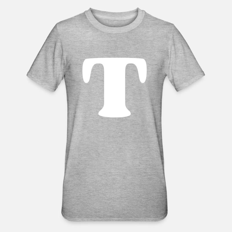 lettre t - T-shirt polycoton Unisexe - gris chiné