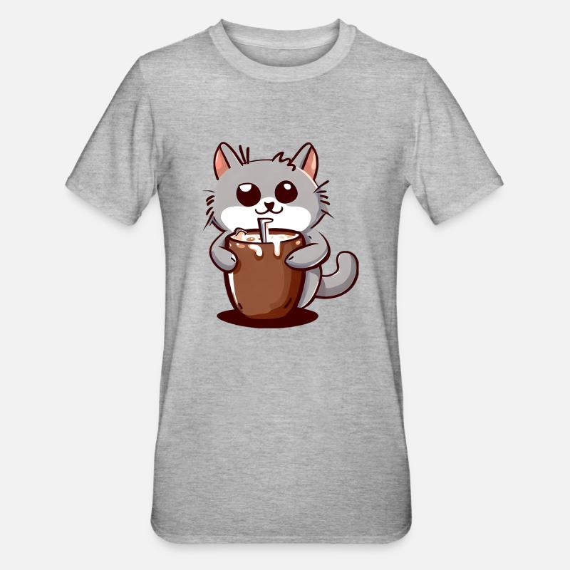Chat de cacao - T-shirt polycoton Unisexe - gris chiné
