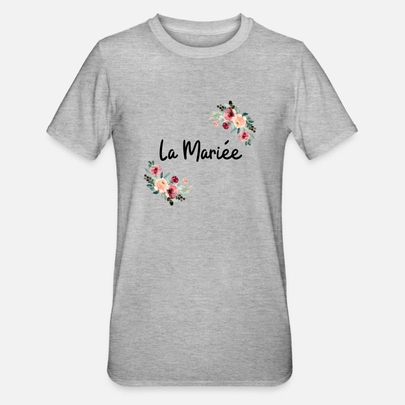 La mariée fleurs - T-shirt polycoton Unisexe - gris chiné