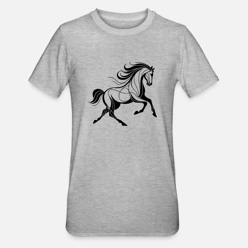 Pferd - Unisex Polycotton T-Shirt - Grau meliert