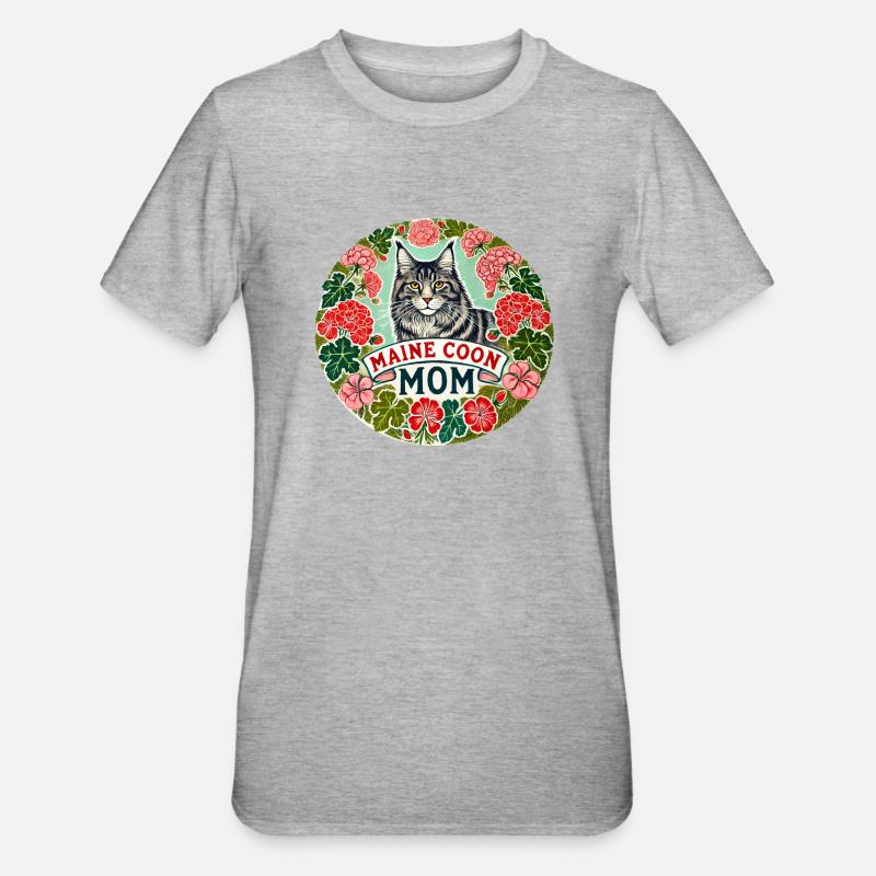 Mainecoon Maman - T-shirt polycoton Unisexe - gris chiné