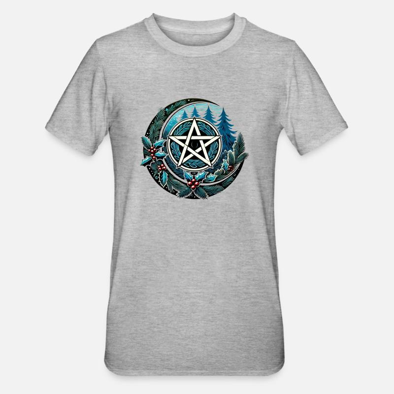 Yule Pentacle - T-shirt polycoton Unisexe - gris chiné