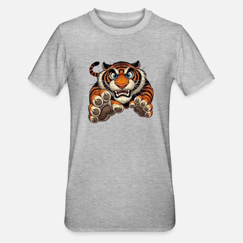 Tiger attacks - Unisex Polycotton T-Shirt - heather grey