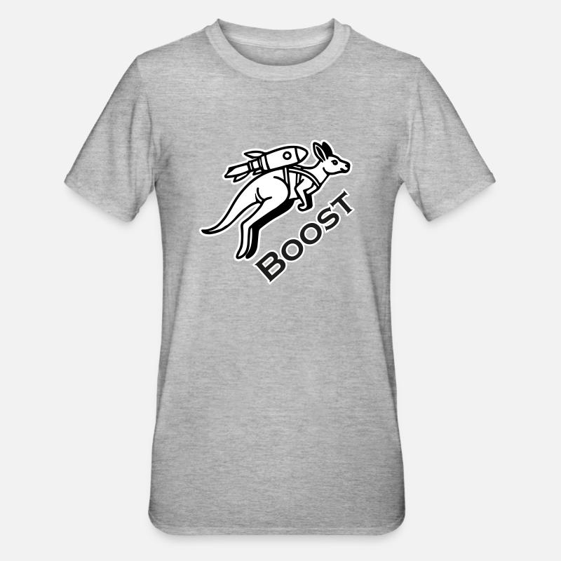 Känguru mit Jetpack - Boost Design - Unisex Polycotton T-Shirt - Grau meliert