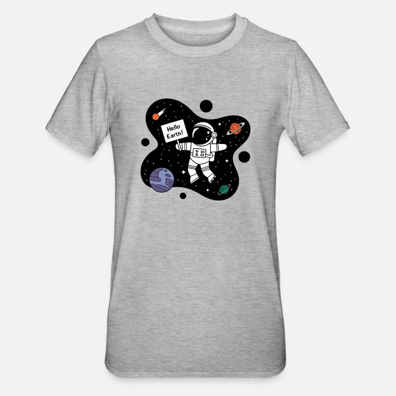 Hallo Erde! - Unisex Polycotton T-Shirt - Grau meliert