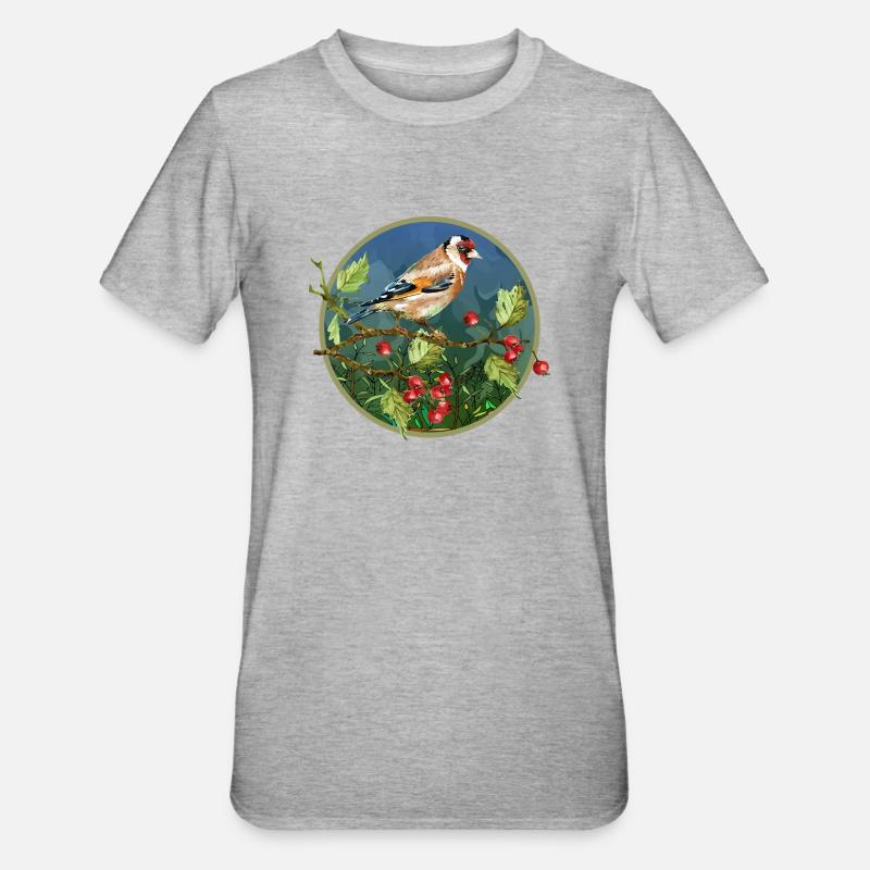 Bunter Vogel - Unisex Polycotton T-Shirt - Grau meliert