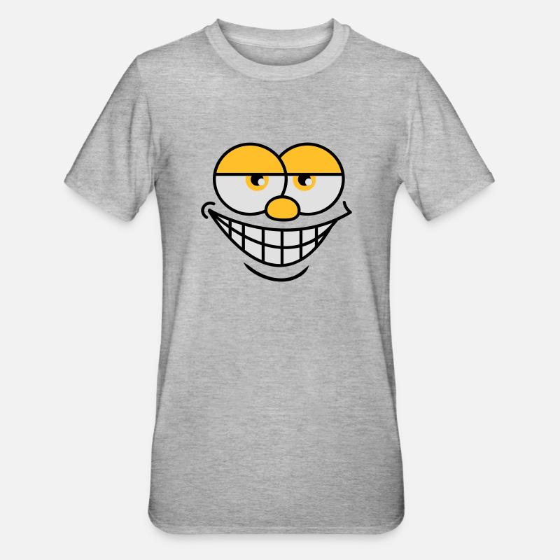 Grinning Comic Face Cool Facial Expression - Unisex Polycotton T-Shirt - heather grey