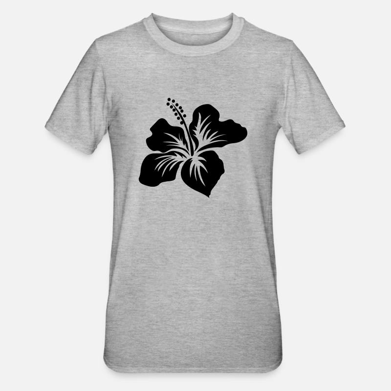 Fleur d'hibiscus - T-shirt polycoton Unisexe - gris chiné
