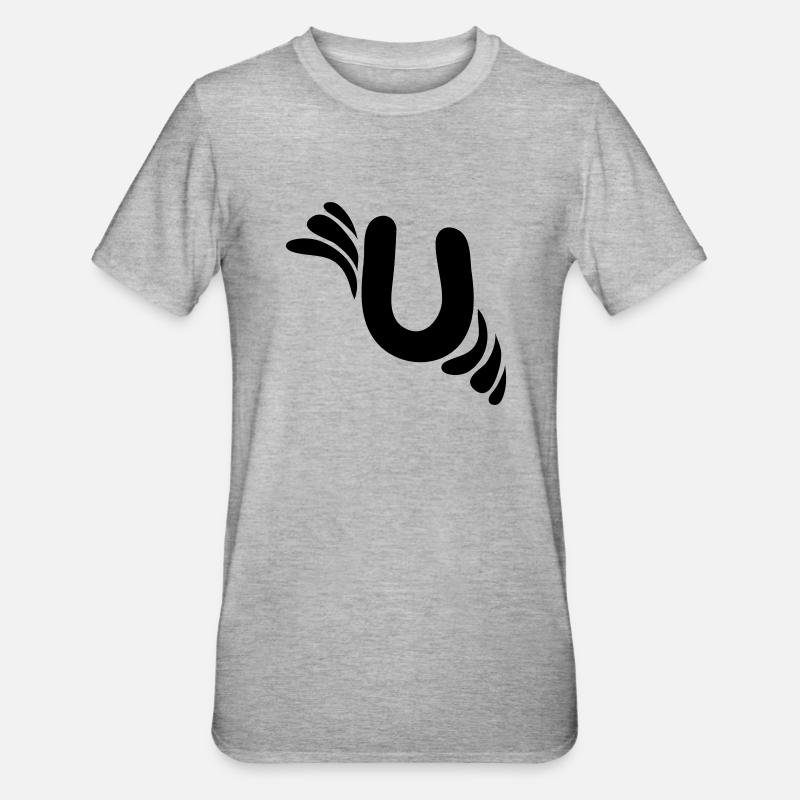 Letter U & Pattern - Unisex Polycotton T-Shirt - heather grey