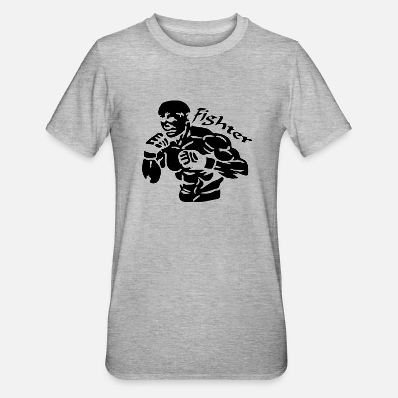 Fighter Logo - Unisex Polycotton T-Shirt - Grau meliert