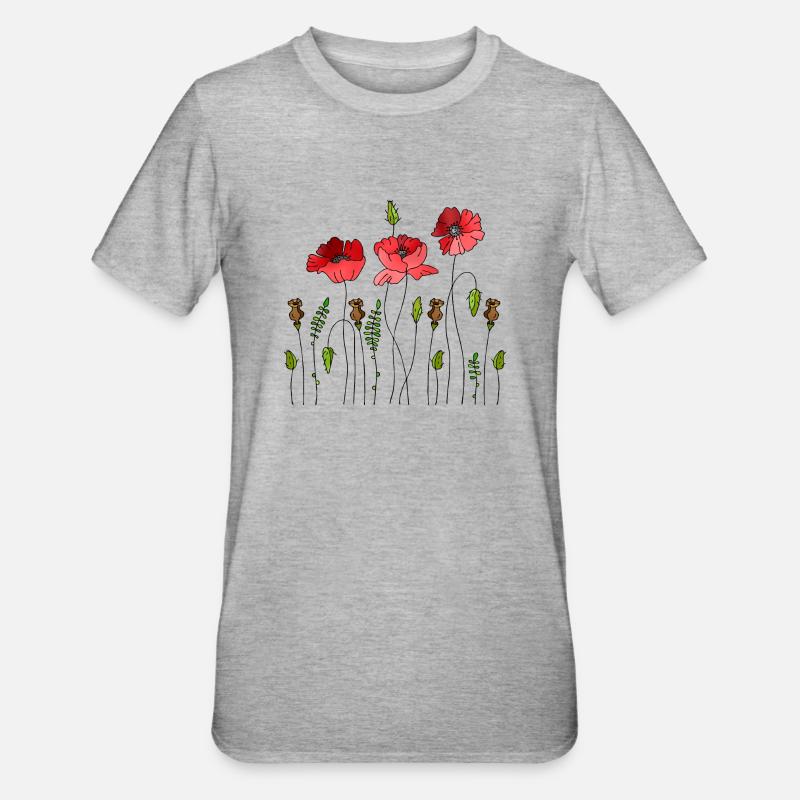 Fleur - T-shirt polycoton Unisexe - gris chiné