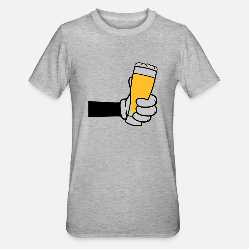 Bierglas anstoßen Comic Hand - Unisex Polycotton T-Shirt - Grau meliert