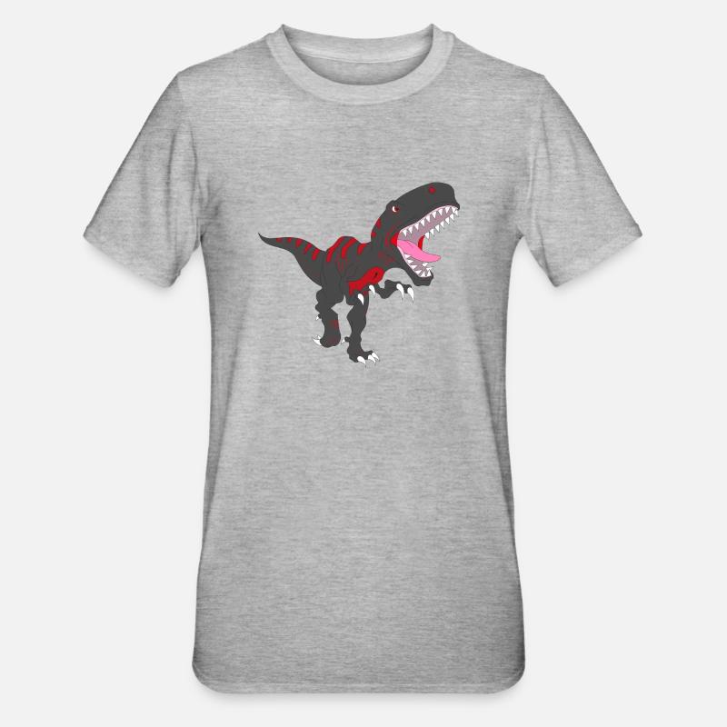 Schwarzer T-Rex - Unisex Polycotton T-Shirt - Grau meliert