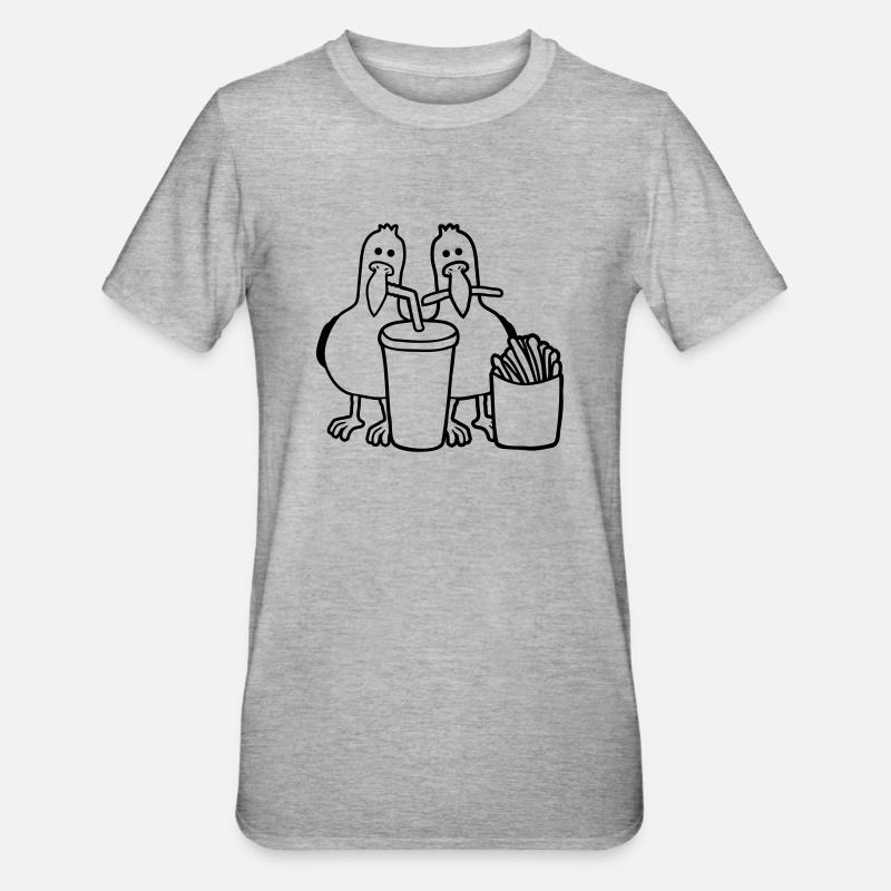 Mouettes de restauration rapide volées - T-shirt polycoton Unisexe - gris chiné
