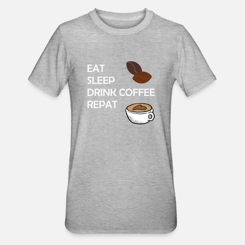Manger Sleep Drink Coffe Répéter - T-shirt polycoton Unisexe - gris chiné