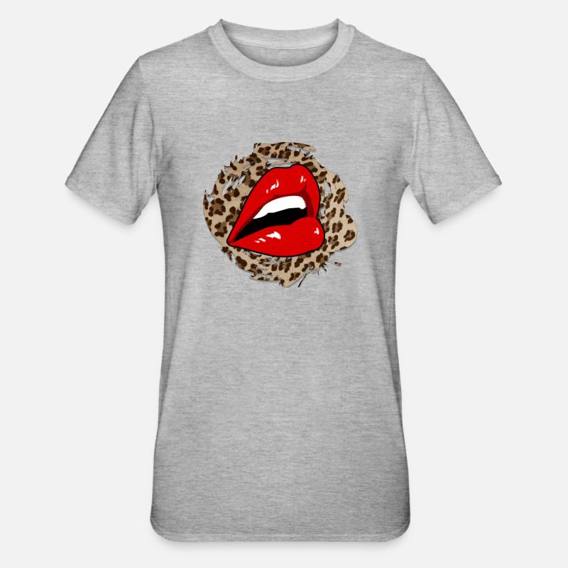 Lèvres de léopard - T-shirt polycoton Unisexe - gris chiné