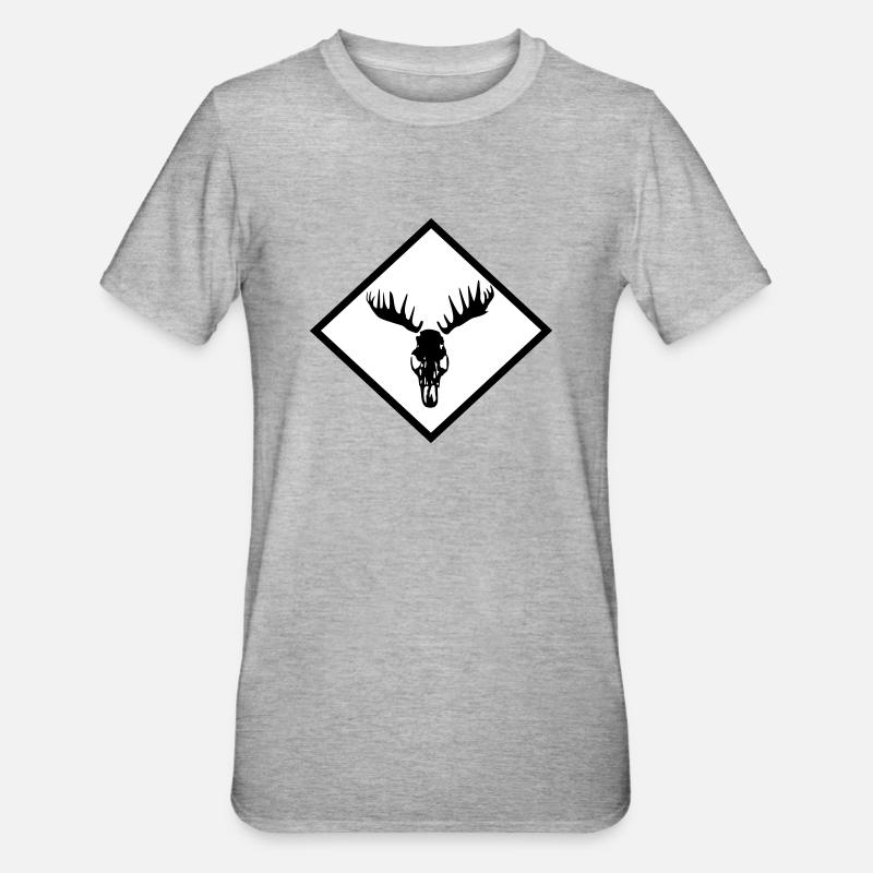 Elch-Schädel - Unisex Polycotton T-Shirt - Grau meliert