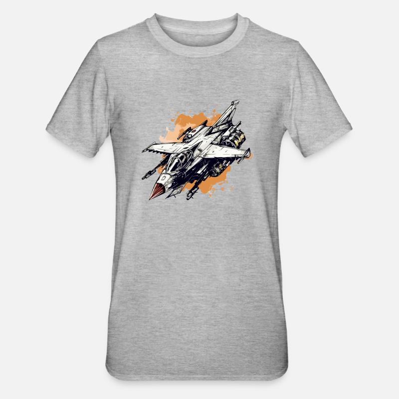 Lightning Hawk Flugzeug - Unisex Polycotton T-Shirt - Grau meliert