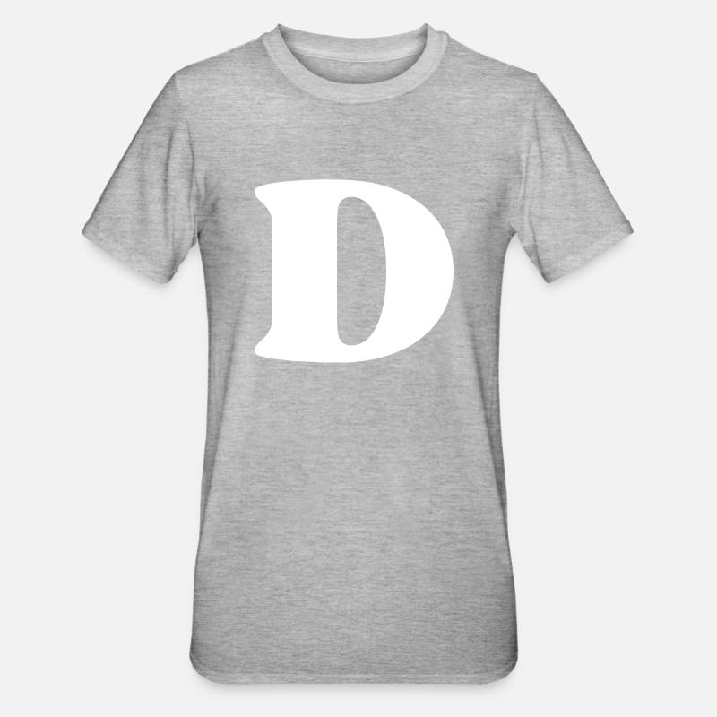 Buchstabe d - Unisex Polycotton T-Shirt - Grau meliert