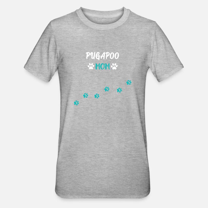 Pugapoo Mom - Pudel Mops Mix - Unisex Polycotton T-Shirt - Grau meliert
