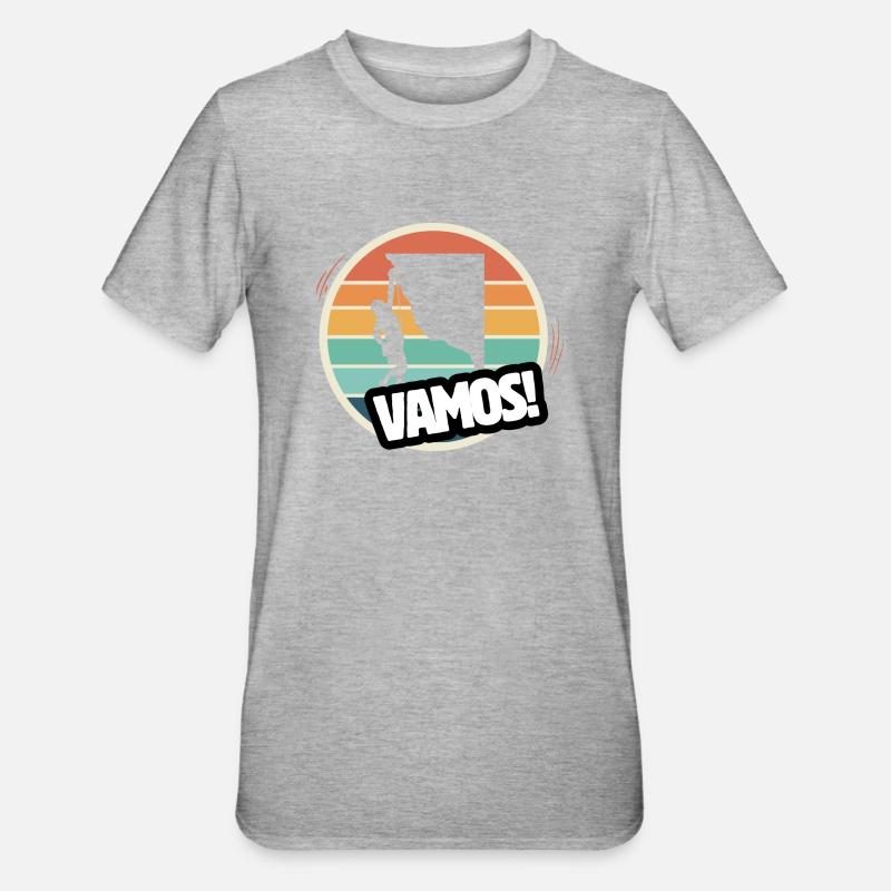 Vamos Retro Klettern - Unisex Polycotton T-Shirt - Grau meliert